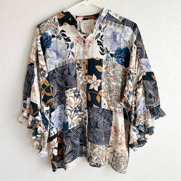 Johnny Was NWOT LEO SILK BUTTON DOWN TOP Size S - Picture 6 of 14